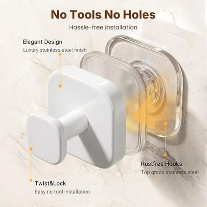 3 PCS Bathroom Hooks for Towels, Suction Cup Hooks for Shower, Door Hooks for Hanging Robe Loofah Removable Wall Hooks for Kitchen Glass Window White