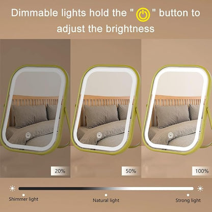 YEKKOPT Rechargeable Vanity Mirror with Lights, Lighted Makeup Mirror with Lights,Smart Touch Control Dimmable 3 Modes Light