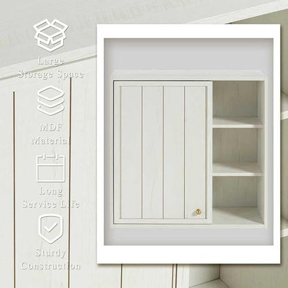 Bathroom Wall Cabinet, Small Wall Cabinet Over Toilet with Door and Adjustable Shelf, Rustic Medicine Cabinet for Kitchen, Garage, Livingroom, Laundry Room (White, 1 PCS)