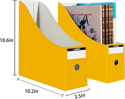 Limitliho Magazine Holde, Magazine File Holder for Home, Office, Desk, 10.6'' H×10.2'' L ×3.5''W Magazine Storage Box (Yellow, 6 Pack)