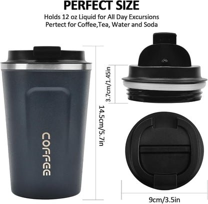 CS COSDDI 12 oz Stainless Steel Vacuum Insulated Tumbler - Coffee Travel Mug Spill Proof with Lid - coffee Cup for Keep Hot/Ice Coffee,Tea and Beer (Tibetan blue)