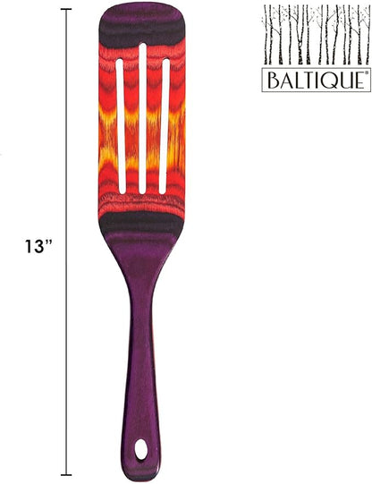 Baltique Waikiki Collection 13" Wooden Spurtle Spatula – Colorful Birch Wood Cooking Utensil, Nonstick Safe, Versatile Stirring & Serving Tool