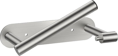FORIOUS Toilet Paper Holder, Adhesive or Screw Wall Mount Pivoting Tissue Roll Holder for Bathroom, Stainless Steel Rustproof Self Adhesive Toilet Paper Roll Holder no Drilling, Brushed Nickel