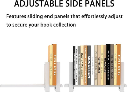 Adjustable Desktop Bookshelf Wooden Desk Book Holder Organizer Tabletop Bookshelf Mini Book Shelf Magazine Files Letters Storage Racks for Home Office Supplies, Great for Small Space, White