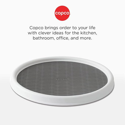 Copco Basics Non-Skid Pantry Cabinet Lazy Susan Turntable, 12-Inch, White/Gray, 1 Count (Pack of 2)