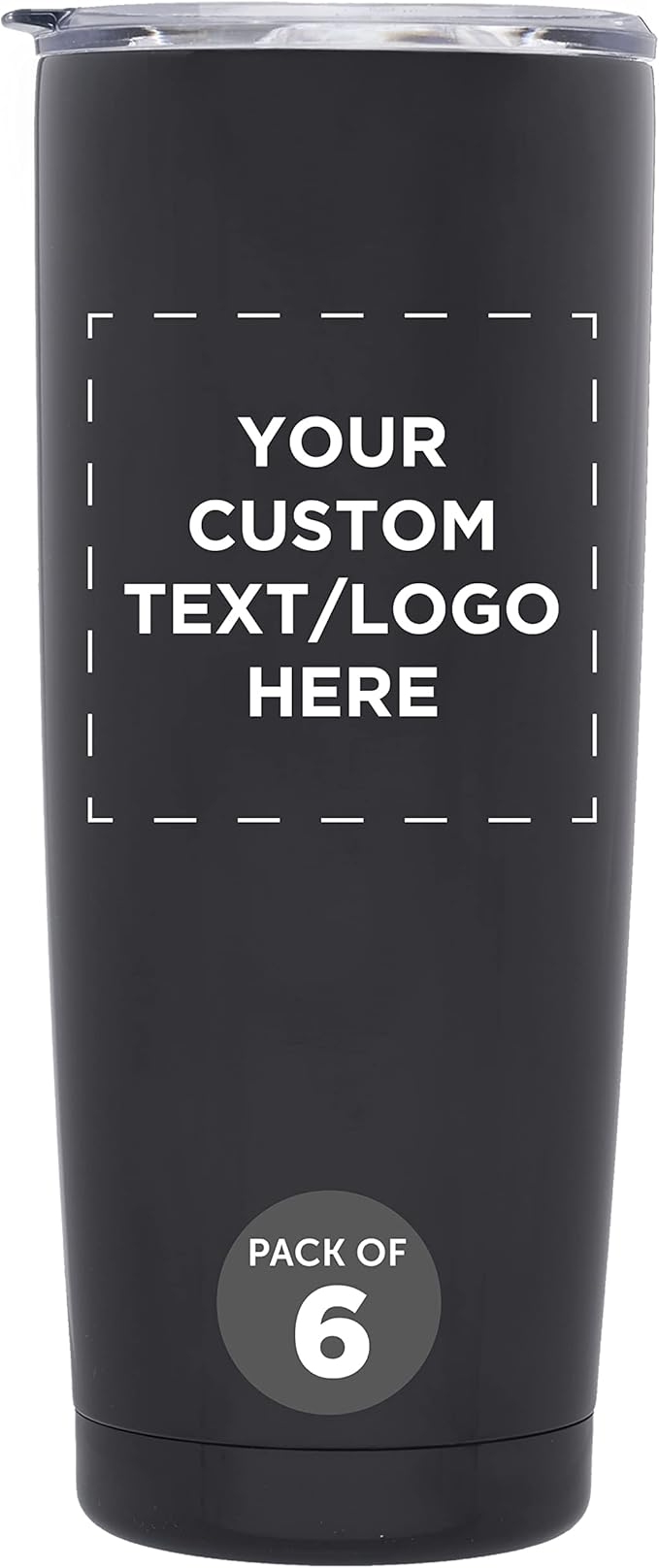 Custom Pipette Stainless Steel Coffee Tumblers 20 oz. Set of 6, Personalized Bulk Pack - Double Wall, Perfect for Coffee, Hot Cocoa, Other Hot & Cold Beverages - Black