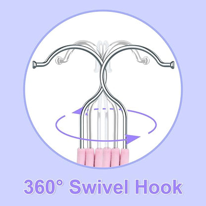 Pink Velvet Kids Hangers 50 Pack - 11" Ultra Thin Non-Slip Clothes Hangers for Baby/Toddler/Daycare | 360° Rotating Hooks, Space-Saving Nursery Organization