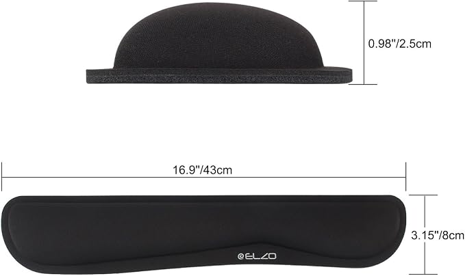 ELZO Keyboard Wrist Rest Pad Support with 65D High-Density Thicken Memory Foam Padding, Ergonomic Design Computer Rest Pad Desk Wrist Mat, Non-Slip Rubber Base Office Laptop