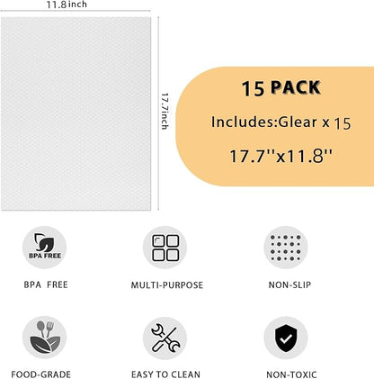 Aiosscd 15PCS Shelf Mats Refrigerator Liners Washable Refrigerator Pads Fridge Mats Drawer Placemats Home Kitchen Gadgets Accessories Organization for Top Freezer(White)