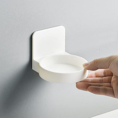 Adhesive Plastic Round Floating Shelf Stick on Wall Mounted Cup Holder Shower Organizer Caddy Bottle Racks (2pcs)