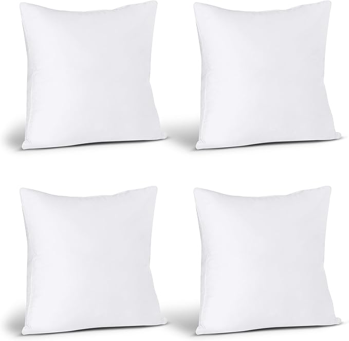 Utopia Bedding Throw Pillows (Set of 4, White) – 16 x 16 Inches Down Alternative Pillows for Bed, Sofa, and Couch - Fluffy Decorative Stuffer Pillow for Indoors & Outdoors (Pack of 2)
