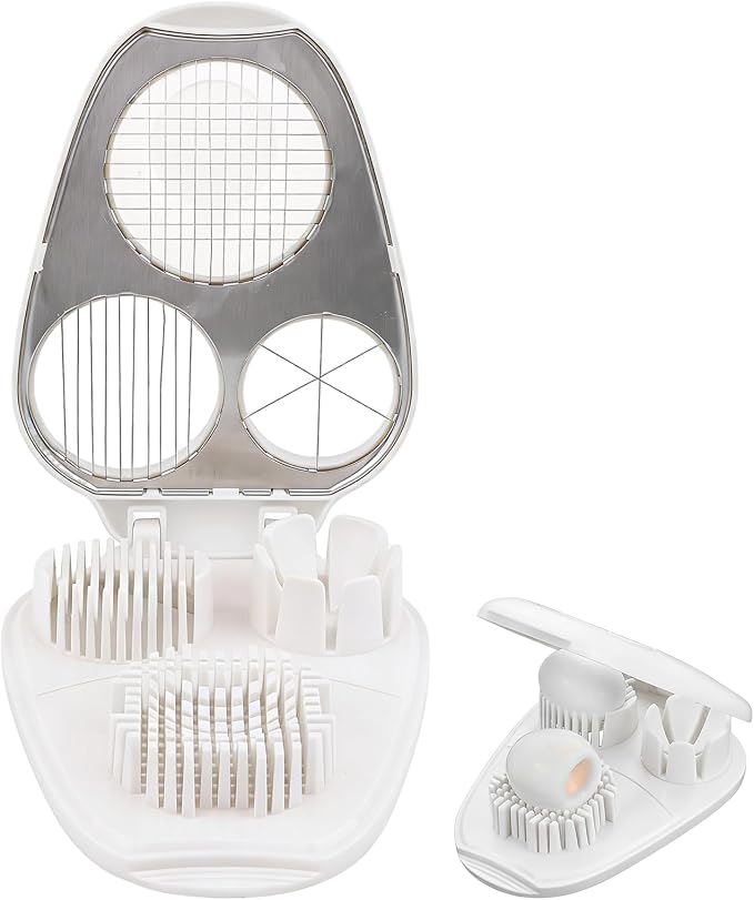 3 in 1 Boiled Egg Slicer, Manual Egg Slicer for Hard Boiled Eggs, 3 Slice Modes Chopper Cutter Stainless Steel Dicer, Kitchen Gadget for Butter Strawberry Tomato, Labor Saving