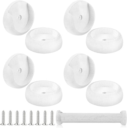 Yookeer 4 Pack Wooden Closet Pole Sockets 1-3/8" Closet Rod Holders Pole Holders for Wardrobe Hallway Bathroom Curtain Clothing Store(White)