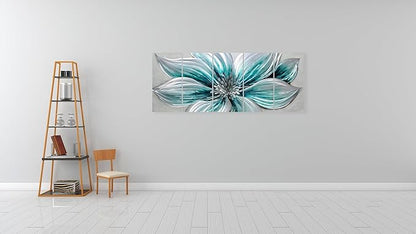 YHSKY ARTS Flower Metal Wall Art - Hand Crafted 5 Panels Aluminum Sculpture for Living Room Bedroom Decor