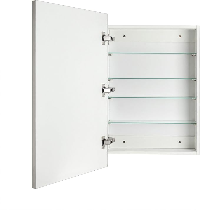 TEHOME 20'' x 30'' Brushed Nickel Recessed and Surface Mount Bathroom Medicine Cabinet with Mirror Square Cornered Metal Framed Rounded Rectangle Medicine Cabinet Mirror
