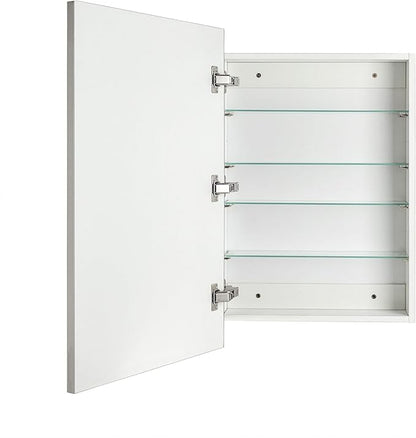 TEHOME 20'' x 30'' Brushed Nickel Recessed and Surface Mount Bathroom Medicine Cabinet with Mirror Square Cornered Metal Framed Rounded Rectangle Medicine Cabinet Mirror