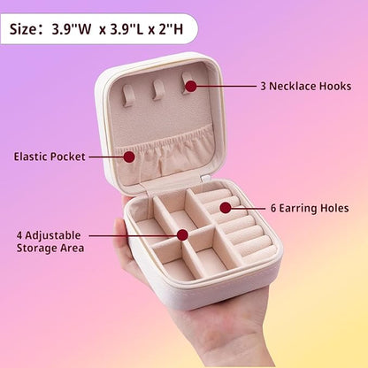 Custom Jewelry Box, Personalized Jewelry Travel Case Leather Mini Jewelry Case with Name & Birth Flower Mothers Day Gifts, Birthday Gifts, Wedding Gifts for Women Mom Wife Girls