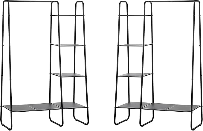 SunnyPoint Freestanding Clothes Garment and Accessories, Organizer Closet Rack (BLK)