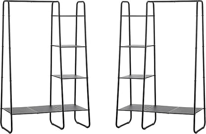 SunnyPoint Freestanding Clothes Garment and Accessories, Organizer Closet Rack (BLK)