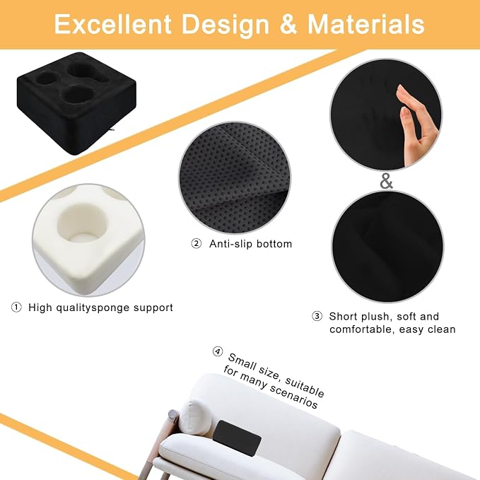 Couch Cup Holder Pillow Tray & Caddy - for Sofa, Bed, Car, Man Cave | Keep Drinks at Hand & Spill-Proof Accessories for New Parents, Camping, Park, Boat, Beach -Black