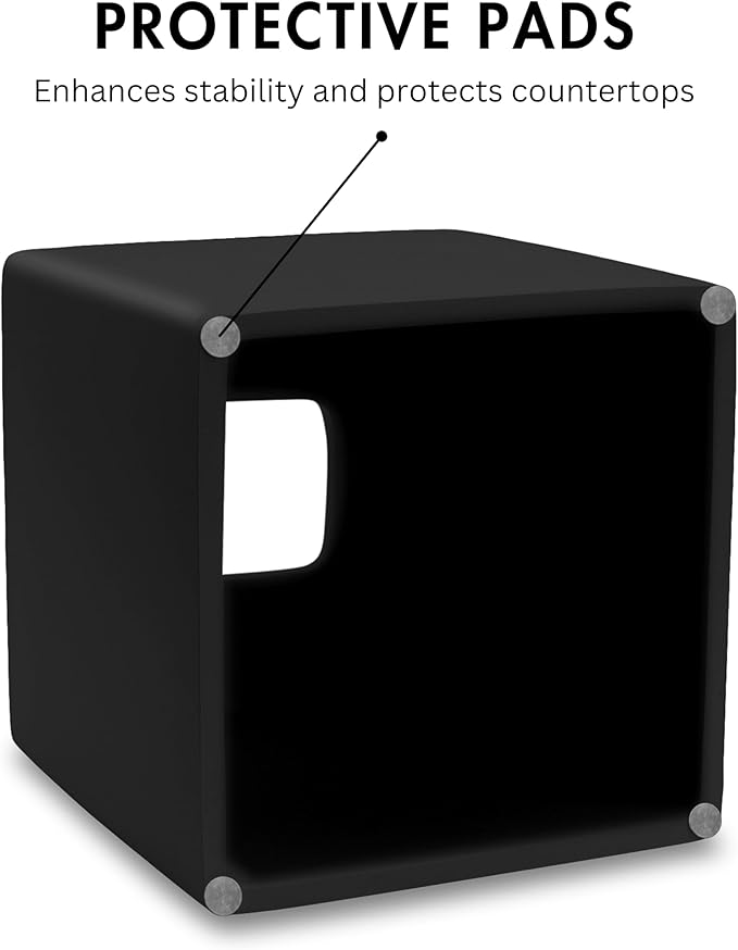 Yew Design Matte Black Square Tissue Box Cover, Decorative Tissue Box Dispenser for Bathroom, Parlors, Office, Bedroom Dresser, Vanity Countertop, Nightstand, Car, and Desk