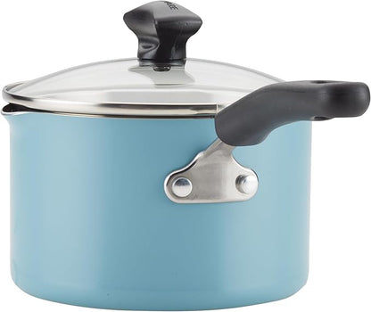 Farberware Cookstart DiamondMax Nonstick Cookware/Pots and Pans Set, Dishwasher Safe, Includes Baking Pan and Cooking Tools, 15 Piece - Aqua
