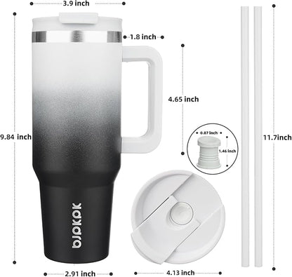 BJPKPK Insulated Tumblers With Handle And Straw 40 oz Stainless Steel Tumbler Cups With Lid,Day And Night
