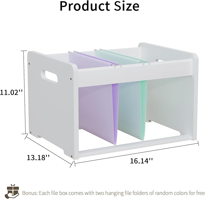 LONTAI 2 Pack Bamboo Hanging File Organizer, Office Desk File Organizer for Letter Size, Wood Hanging File Folders Organizer Record Holder Storage Stand Bookshelf Easy Assembly, White