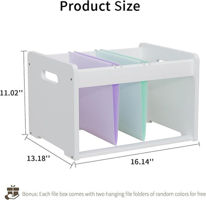 LONTAI 2 Pack Bamboo Hanging File Organizer, Office Desk File Organizer for Letter Size, Wood Hanging File Folders Organizer Record Holder Storage Stand Bookshelf Easy Assembly, White