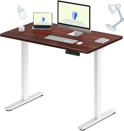 FLEXISPOT E3 Dual Motor Electric Standing Desk 48 x 30 Sit Stand Up Desk, Holds 220 lbs, Adjustable Height w/Memory Presets, One-Piece Mahogany Desktop & White Frame, Ships in 2 Boxes