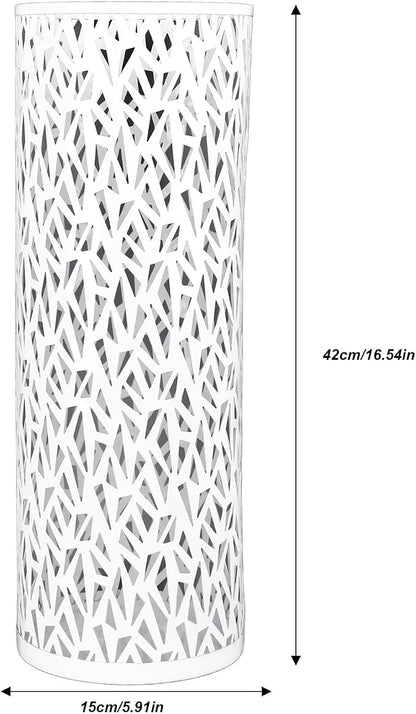 Umbrella Stand Rack, 5.91 * 16.54" Metal Hollowed Freestanding Cylinder Umbrella Holder Organizer Bin for Home Hotel Office Entryway