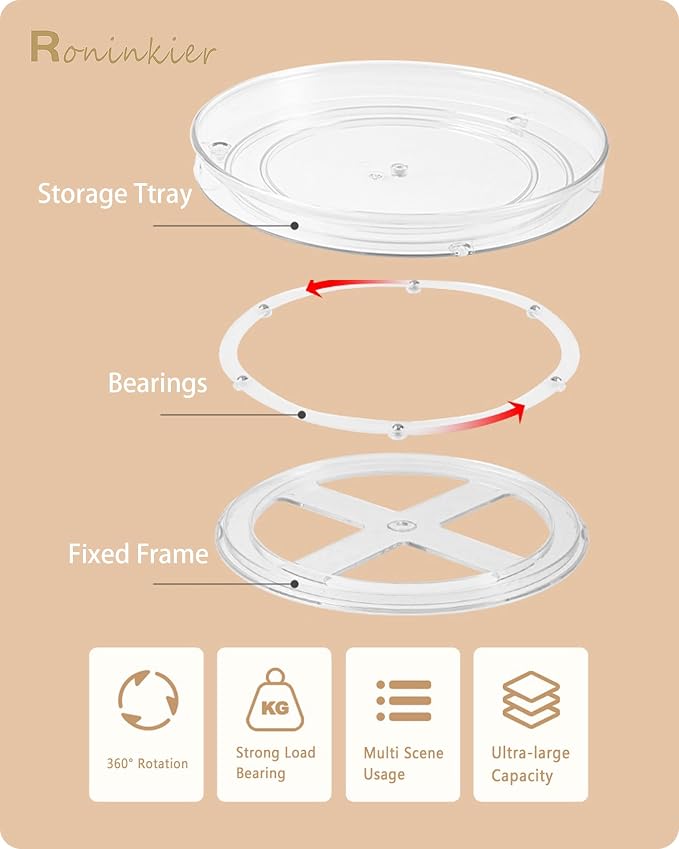 Clear Lazy-Susan Turntable Cabinet-Organizer – 2-Pack 11-Inch Lazy Susan Spice Rack Storage for Fridge Refrigerator Pantry