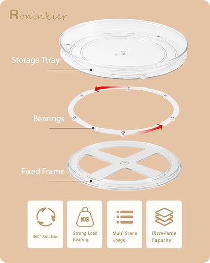 Clear Lazy-Susan Turntable Cabinet-Organizer – 2-Pack 11-Inch Lazy Susan Spice Rack Storage for Fridge Refrigerator Pantry