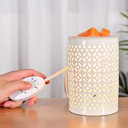 ASAWASA Ceramic Wax Melt Warmer with Timer and Silicone Dish,Candle Wax Warmer for Scented Wax & Essential Oils,Ideal Gift for Home Office Kitchen(Long White)