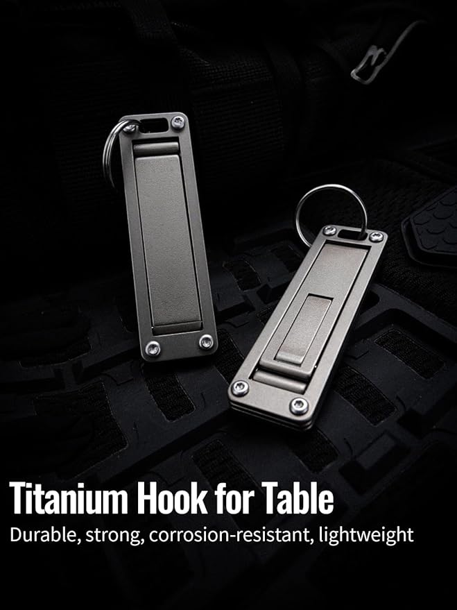 sayram ST5 Titanium Purse Hook for Table – Foldable Bag Hanger with Anti-Slip Arm – Portable Handbag Holder for Dining, Office, and Travel (Polished)
