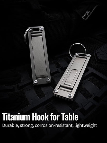 sayram ST5 Titanium Purse Hook for Table – Foldable Bag Hanger with Anti-Slip Arm – Portable Handbag Holder for Dining, Office, and Travel (Polished)