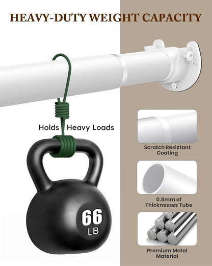 Heavy Duty Closet Rod, 17-99 IN Closet Rods for Hanging Clothes, White