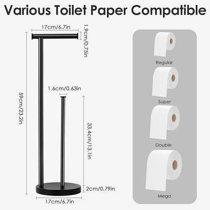 Toilet Paper Holder Stand, Bathroom Toilet Papers Stand with Large Reserve, Rustproof & Anti-Corrosion Free Standing Toilet Paper Holders, Non Tipping Toilet Paper Holder Free Standing with Thick Base