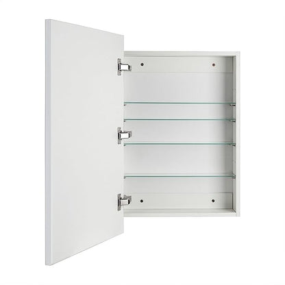 TEHOME 20'' x 30'' Chrome Recessed and Surface Mount Bathroom Medicine Cabinet with Mirror Square Cornered Metal Framed Rounded Rectangle Medicine Cabinet Mirror