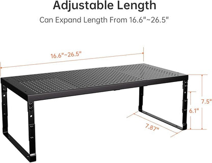 Cabinet Shelf Organizer, Spice Rack,Stackable, Expandable, Rust Resistant, Convenient Kitchen Storage, Metal Shelf for Kitchen, Countertop, Restroom(3Packs/Black,Medium)