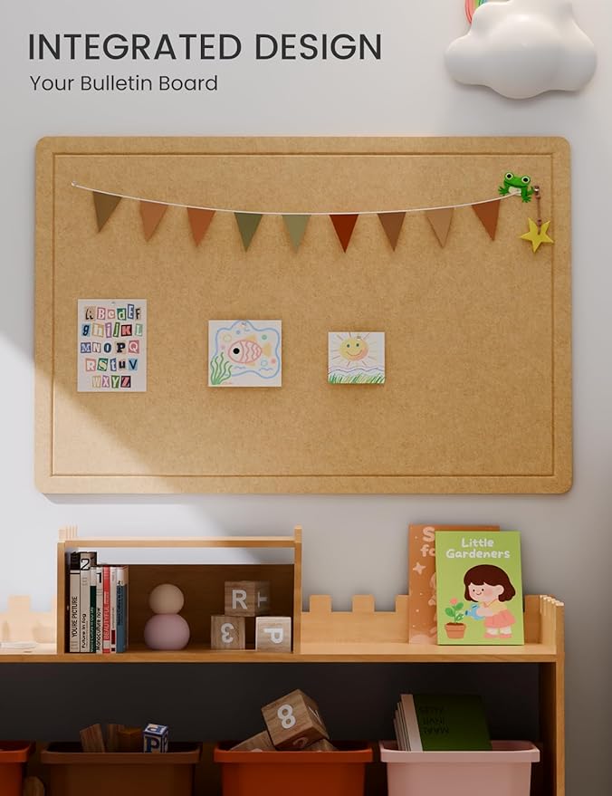 Fluxynara Bulletin Board,35.4" x 23.6" Cork Board Alternative with 12 Safe Removable Adhesive Tabs, Foldable Felt Pin Board for Home Office, Classroom, Bedroom,Entryway for Walls— Mustard Yellow