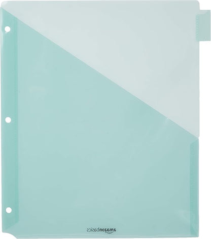 Amazon Basics Tab Dividers for 3 Ring Binder, Two Pocket, Letter Size, Transparent Assorted Colors, 24 Count (Pack of 2)