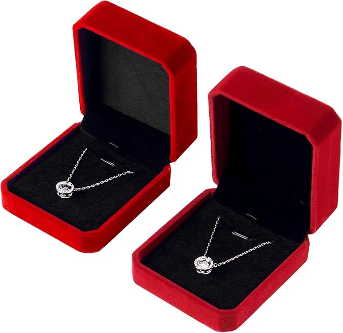 Lamoutor 1Pcs Velvet Necklace Pendant Gift Box Jewelry Gift Box (Red)