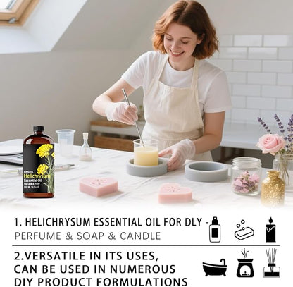Helichrysum Essential Oil, Helichrysum Oil 16 Fl Oz 480 ML for Diffuser Humidifier Yoga Cleaning DIY Candle Soap Making Perfume Gift for Women Essential Oils FRAOIL (Helichrysum 16 Fl Oz (Pack of 1))
