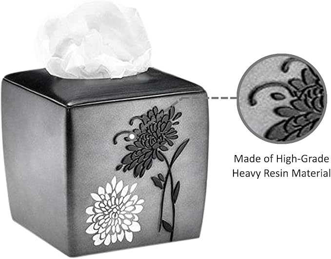 Resin Tissue Box Cover for Modern Home Decor - Minimalist Square Tissue Box Holder for Guest Room, Bedroom, Bathroom, Tabletop & Office - Durable and Aesthetic Tissue Holder, Erica