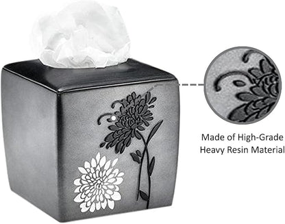 Resin Tissue Box Cover for Modern Home Decor - Minimalist Square Tissue Box Holder for Guest Room, Bedroom, Bathroom, Tabletop & Office - Durable and Aesthetic Tissue Holder, Erica