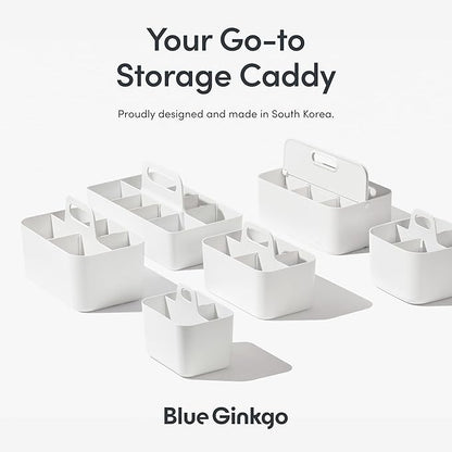 BLUE GINKGO Stackable Organizer Caddy – Korean-Made Portable Tote for Bathroom, Office, Crafts, or School Supplies (Rectangle, Yellow)