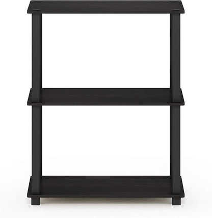 Furinno TURN-S-TUBE Storage Shelves, 3-Tier Book Shelf, Corner Shelf, Toolless Open Shelves, for Organization and Storage, Living Room, Garage, Home Office, Espresso