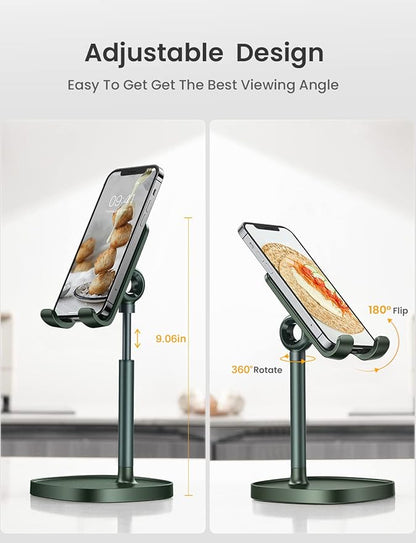 LISEN Green Office Accessories and Decor, Green Phone Stand Computer Office Fun Desk Accessories Bathroom Essentials Desk Accessories for Kindle Stand Moms Gift Birthday Decorations 4-10 inch