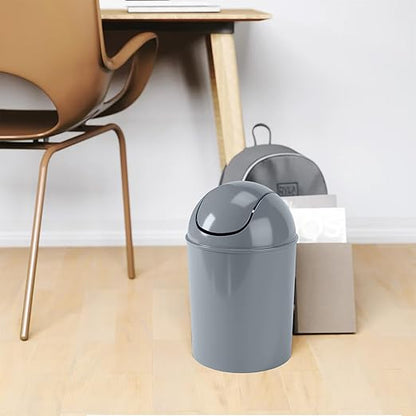 Umbra 1.25 Gallon Mini Waste Can with Removable Swing-Top Lid - Small Garbage Bin for Kitchen, Bathroom, Bedroom, Office - Compact Trash Can Fit Under Tables & Counters - Steel Blue
